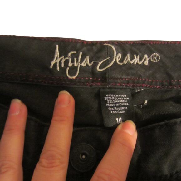 Black Stretch Straight-Leg Jeans Ariya Jeans Size 14 - Picture 6 of 12